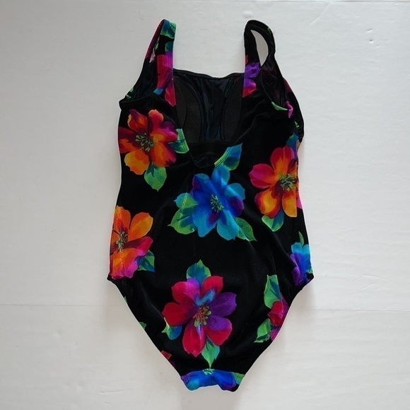 Inches Away Black Vivid Floral Scoop Back One Piece Swimsuit - Picture 2 of 8